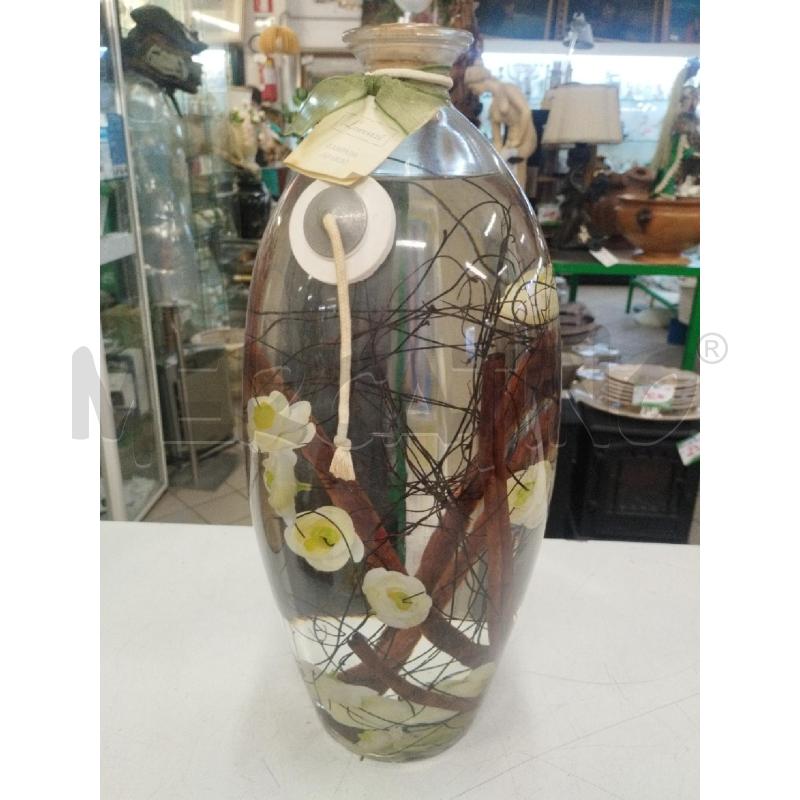 LAMPADA AD OLIO CM 39 LEGNI E FIORI BIANCHI | Mercatino dell'Usato Roma zona marconi 1