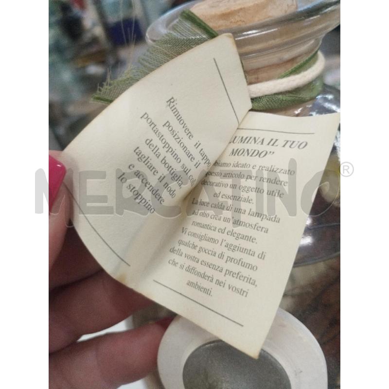 LAMPADA AD OLIO CM 39 LEGNI E FIORI BIANCHI | Mercatino dell'Usato Roma zona marconi 2