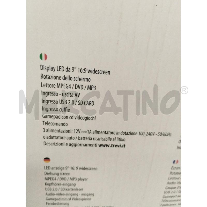 LETTORE DVD PORTATILE 9'' TREVI | Mercatino dell'Usato Roma zona marconi 2