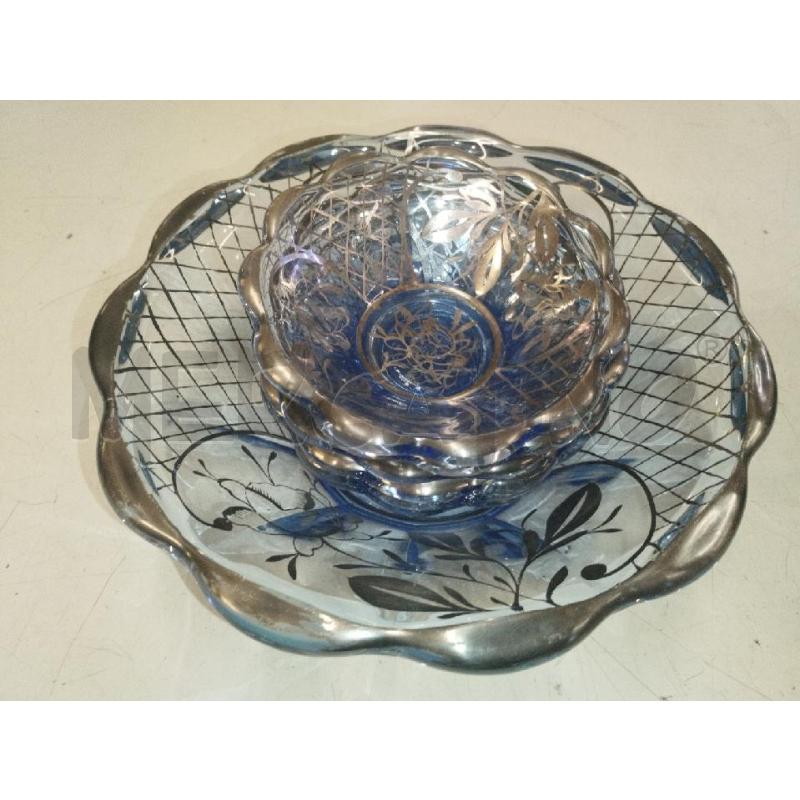MACEDONIA SET VETRO DIPINTO ARGENTO VINTAGE | Mercatino dell'Usato Roma zona marconi 1