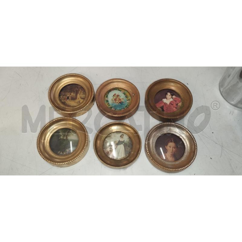 MINIATURA QUADRETTI VECCHI TONDI 6PZ DORATI | Mercatino dell'Usato Roma zona marconi 1