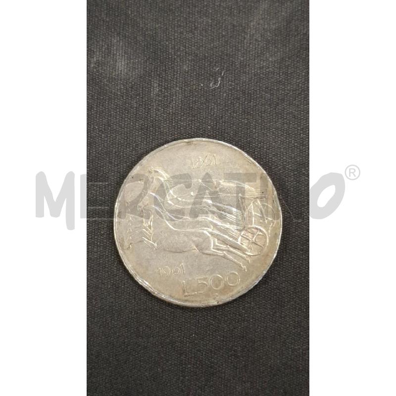 MONETA 500 LIRE UNITA' D'ITALIA BIGHE 1861-1961 | Mercatino dell'Usato Roma zona marconi 1