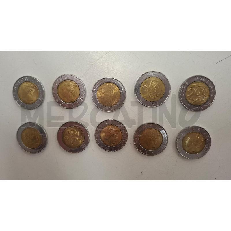 MONETE PZ. 10 500 LIRE COMMEMORATIVE VARIE | Mercatino dell'Usato Roma zona marconi 2