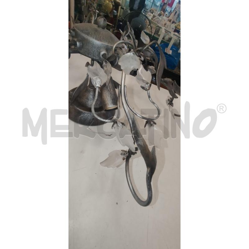 PLAFONIERA METALLO GRIGIO FOGLIE VETRO | Mercatino dell'Usato Roma zona marconi 3