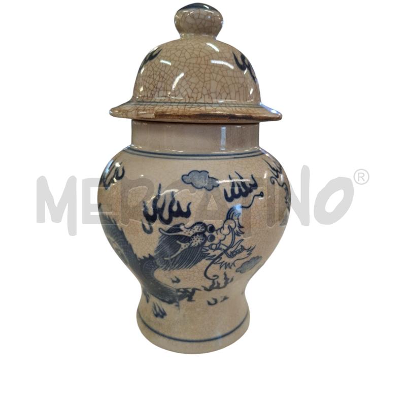POTICHE VASO ORIENTALE GRIGIO DRAGO BLU | Mercatino dell'Usato Roma zona marconi 1