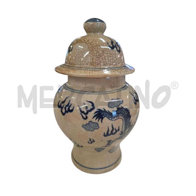 POTICHE VASO ORIENTALE GRIGIO DRAGO BLU | Mercatino dell'Usato Roma zona marconi 2