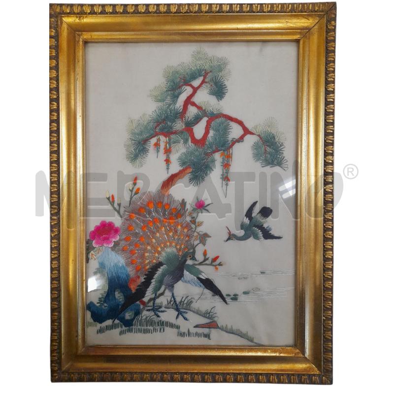 QUADRETTO 30 X 40 ORIENTALE TESSUTO PAVONE | Mercatino dell'Usato Roma zona marconi 1