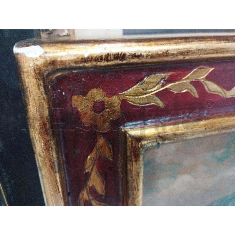 QUADRETTO DIPINTO BARCHE A RIVA C/ORO/ROSSO | Mercatino dell'Usato Roma zona marconi 4