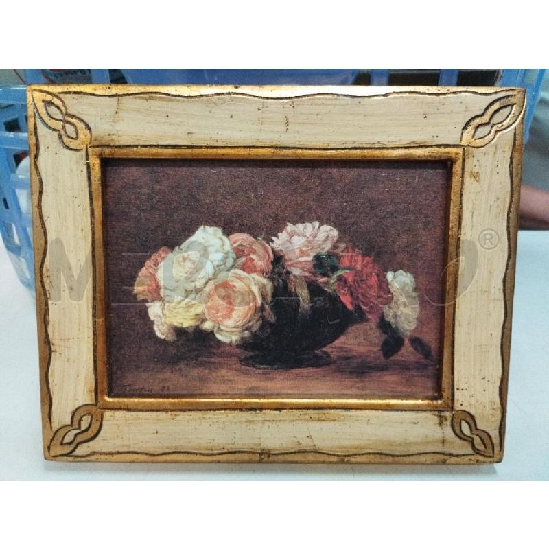 QUADRETTO STAMPA VASO FIORI C/AVANA/ORO | Mercatino dell'Usato Roma zona marconi 1