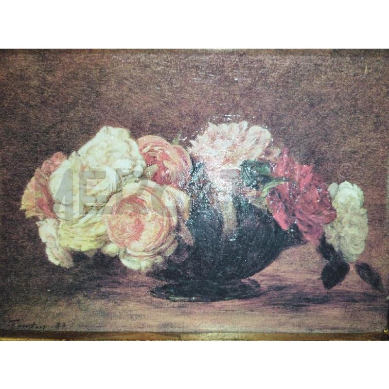 QUADRETTO STAMPA VASO FIORI C/AVANA/ORO | Mercatino dell'Usato Roma zona marconi 2
