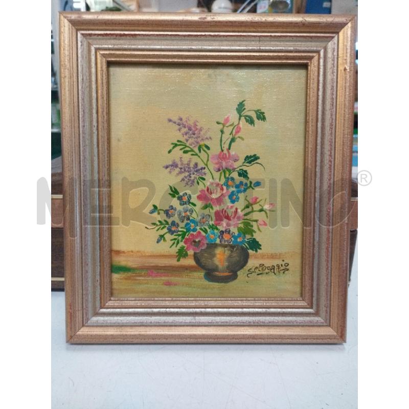 QUADRETTO VECCHIO DIPINTO VASO FIORI SELVAGGIO | Mercatino dell'Usato Roma zona marconi 1