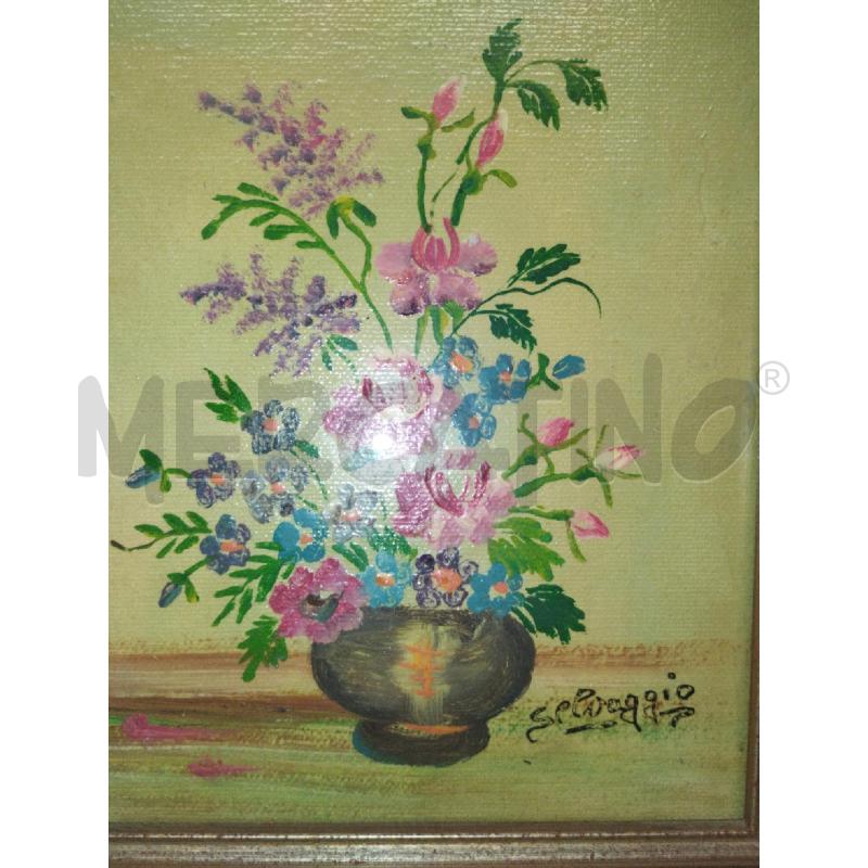 QUADRETTO VECCHIO DIPINTO VASO FIORI SELVAGGIO | Mercatino dell'Usato Roma zona marconi 2