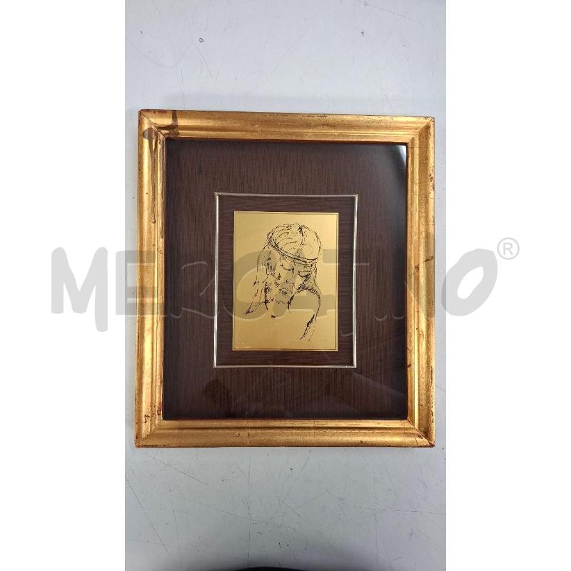 QUADRO 31 X 34 VOLTO CRISTO SU LAMINA ORO 24 KT MIS 12 X 16 CM A FIRMA ALFONSI GERMANO | Mercatino dell'Usato Roma zona marconi 1