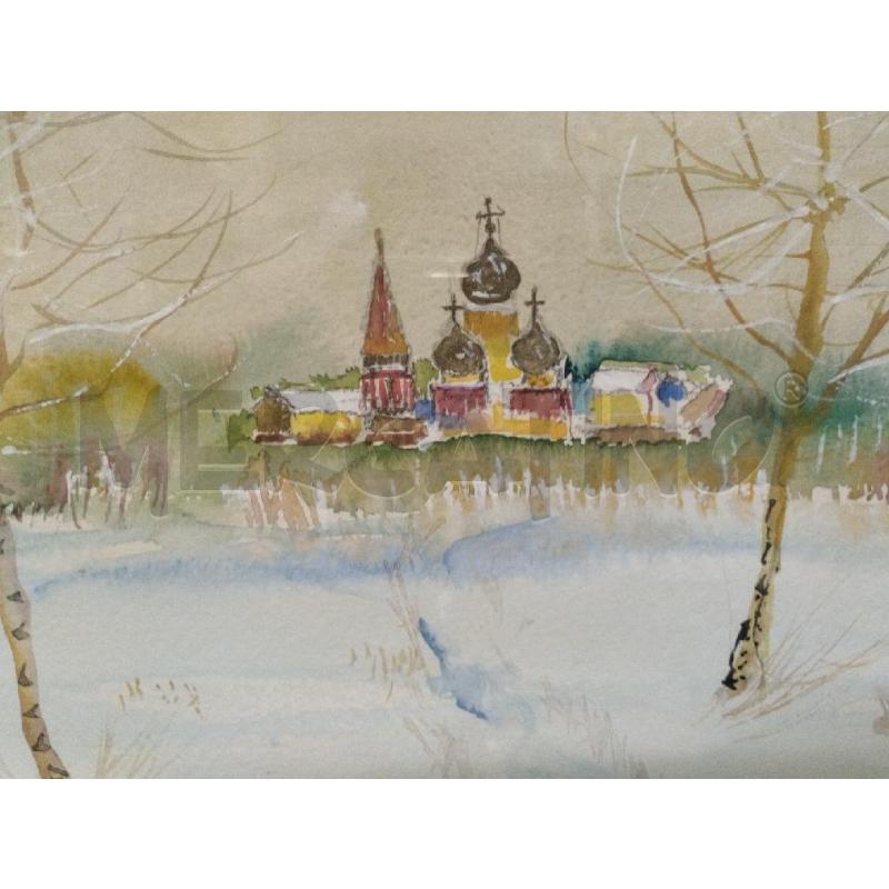 QUADRO ACQUARELLO FIRMATO NATALE 1988 CON DEDICA | Mercatino dell'Usato Roma zona marconi 2