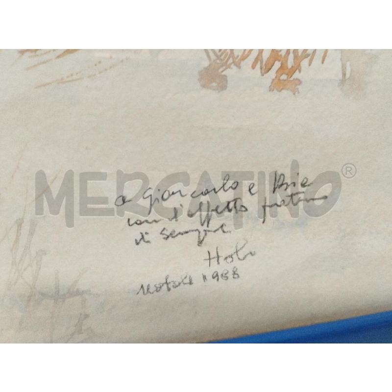 QUADRO ACQUARELLO FIRMATO NATALE 1988 CON DEDICA | Mercatino dell'Usato Roma zona marconi 3