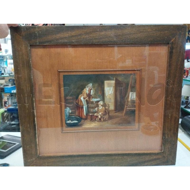 QUADRO DIPINTO LAVANDAIA CON BIMBO C/LEGNO | Mercatino dell'Usato Roma zona marconi 1