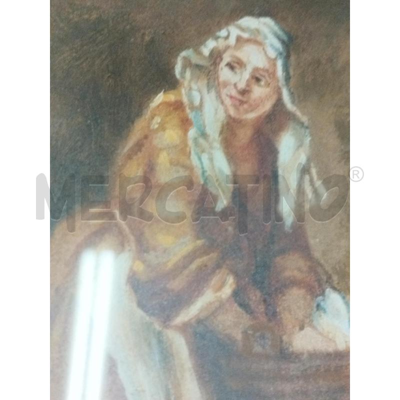 QUADRO DIPINTO LAVANDAIA CON BIMBO C/LEGNO | Mercatino dell'Usato Roma zona marconi 3