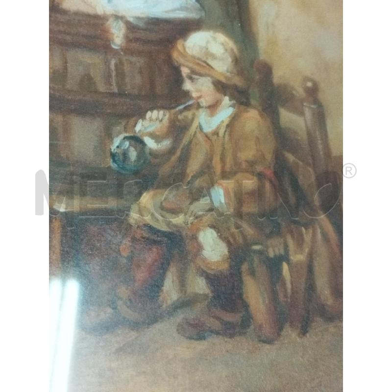 QUADRO DIPINTO LAVANDAIA CON BIMBO C/LEGNO | Mercatino dell'Usato Roma zona marconi 4
