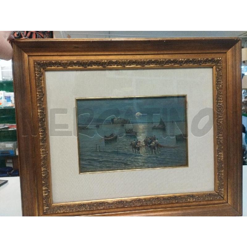 QUADRO DIPINTO PESCATORI AL CHIAR DI LUNA | Mercatino dell'Usato Roma zona marconi 1