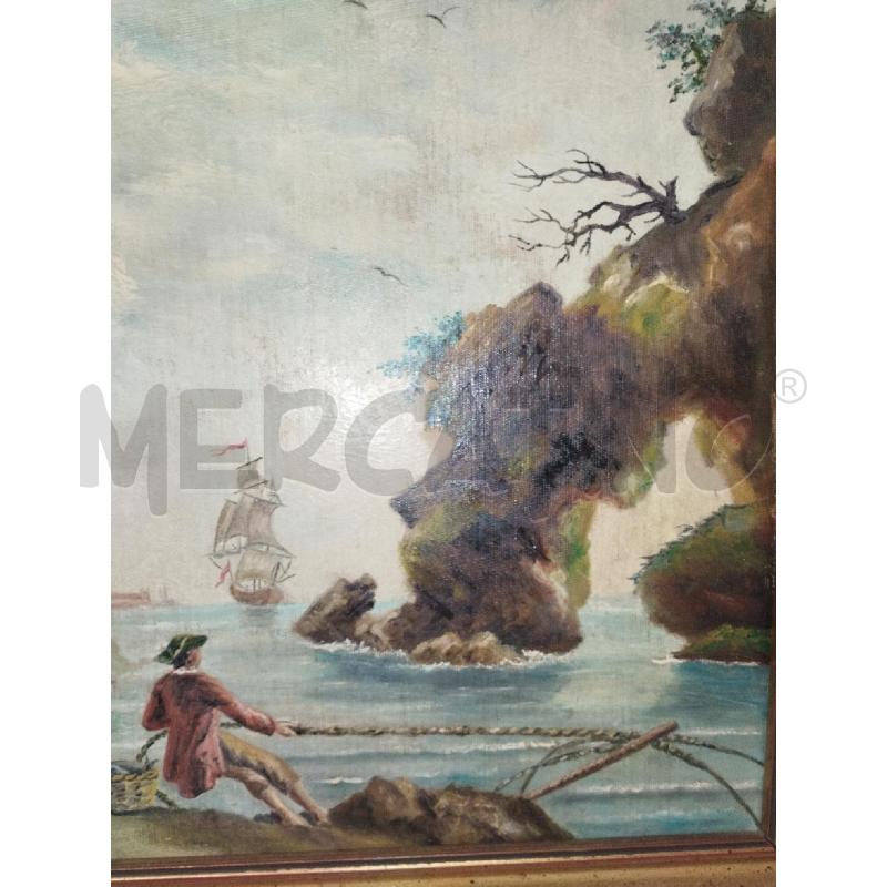 QUADRO DIPINTO SU LEGNO FAMIGLIA SU SCOGLI | Mercatino dell'Usato Roma zona marconi 3