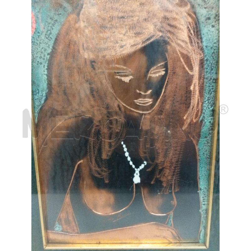QUADRO DONNA RAMATO E FIRMATO | Mercatino dell'Usato Roma zona marconi 2