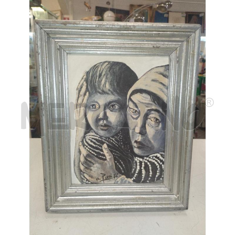 QUADRO G.PIZZI RITRATTO DONNA CON BIMBO | Mercatino dell'Usato Roma zona marconi 1