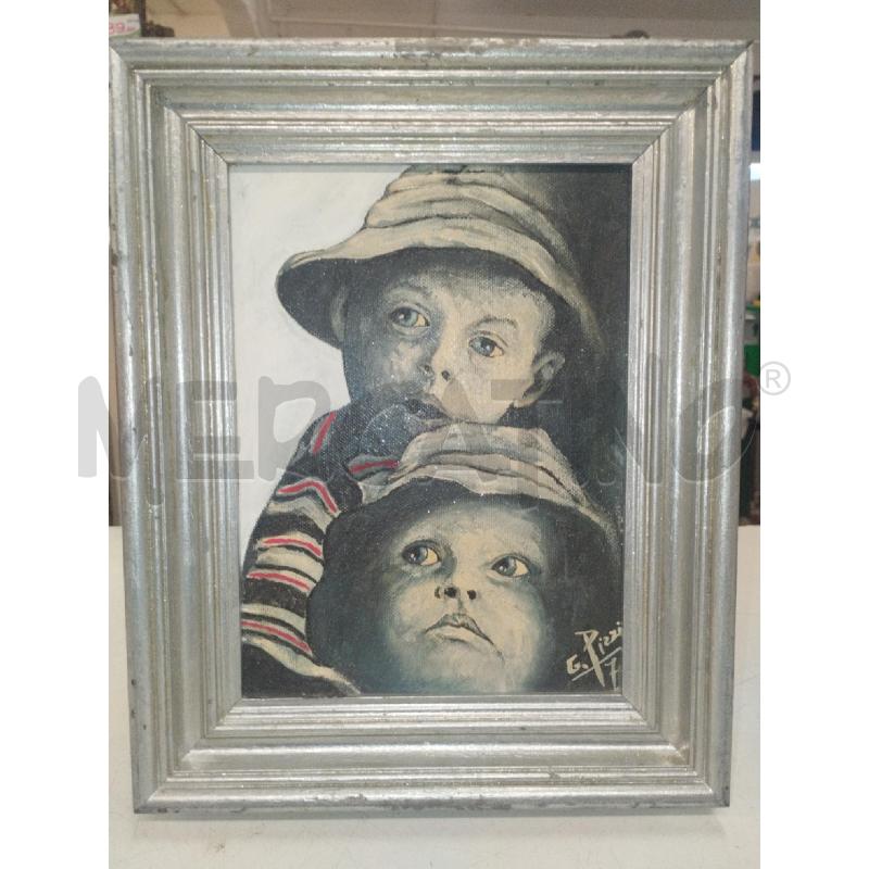 QUADRO G.PIZZI RITRATTO DUE BAMBINI | Mercatino dell'Usato Roma zona marconi 1