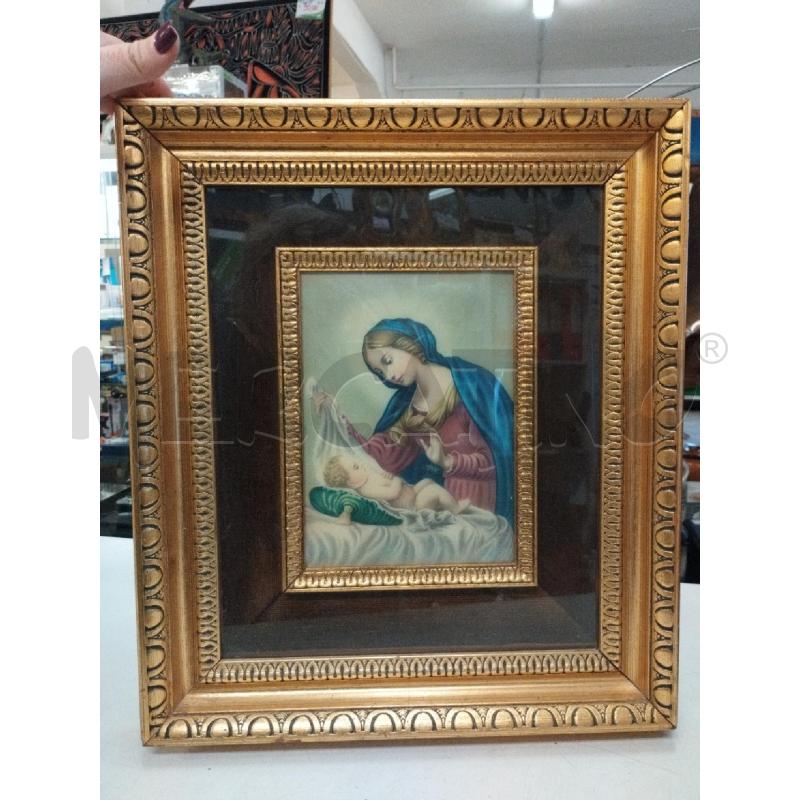 QUADRO MADONNA CON BAMBINO C/ORO PASP/MARRONE | Mercatino dell'Usato Roma zona marconi 1