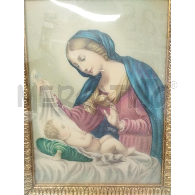 QUADRO MADONNA CON BAMBINO C/ORO PASP/MARRONE | Mercatino dell'Usato Roma zona marconi 2