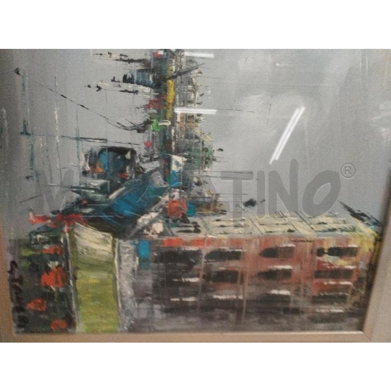 QUADRO PAESAGGIO PORTUALE FIRMATO | Mercatino dell'Usato Roma zona marconi 3