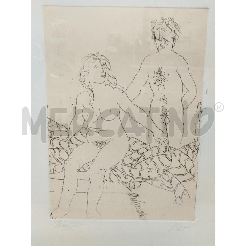 QUADRO VECCHIA LITOGRAFIA A FIRMA MANZU' SENZA AUTENT | Mercatino dell'Usato Roma zona marconi 2