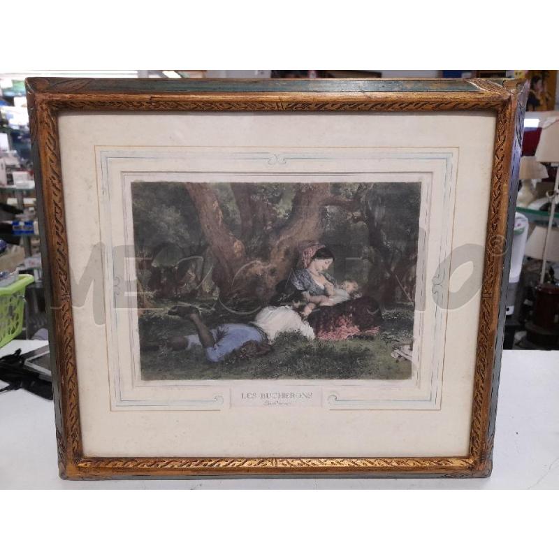 QUADRO VECCHIA STAMPA LES BUCHERONS C/VERDE/ORO | Mercatino dell'Usato Roma zona marconi 1