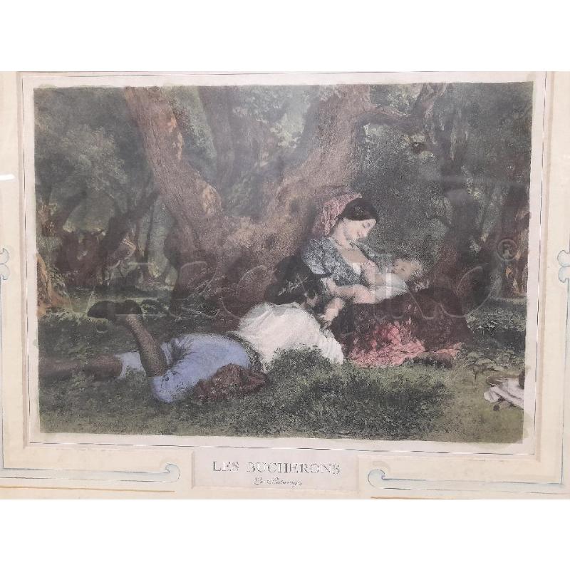QUADRO VECCHIA STAMPA LES BUCHERONS C/VERDE/ORO | Mercatino dell'Usato Roma zona marconi 2