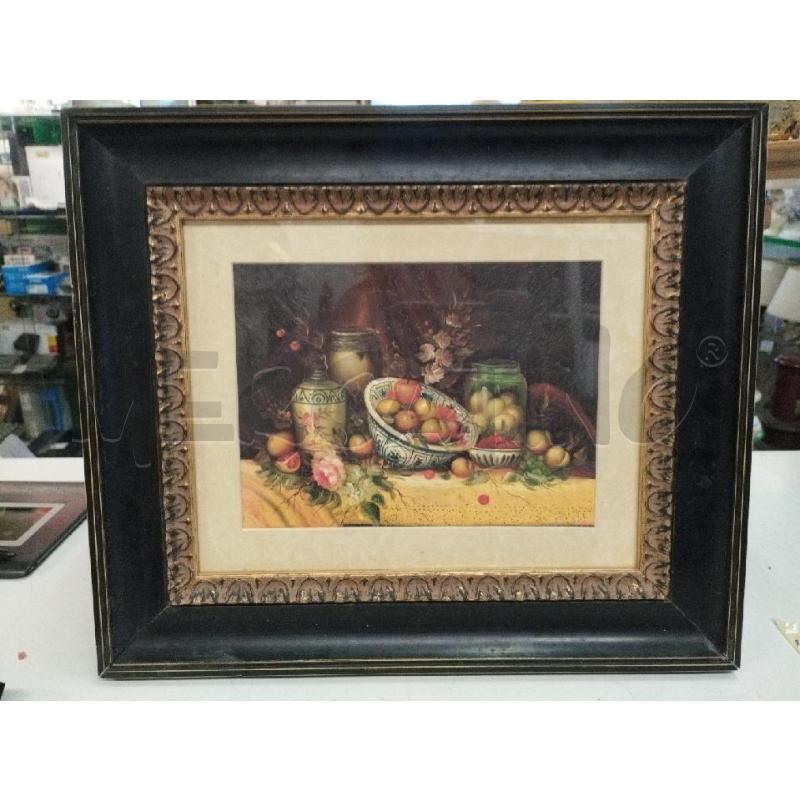 QUADRO VECCHIA STAMPA NATURA MORTA C/NERO/ORO | Mercatino dell'Usato Roma zona marconi 1