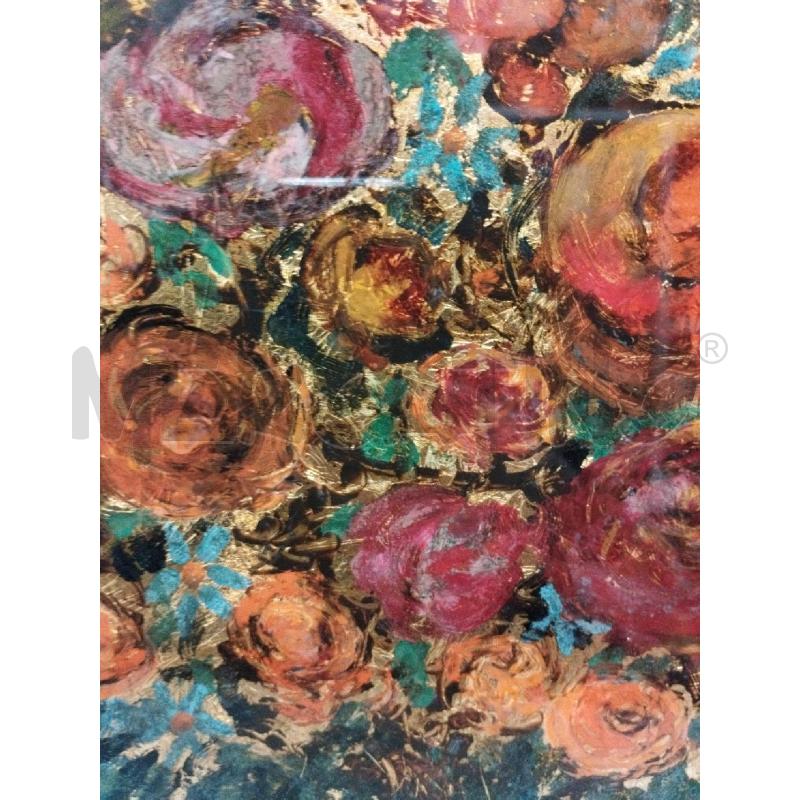 QUADRO VECCHIO OVALE FIORI FOGLIA D'ORO | Mercatino dell'Usato Roma zona marconi 2