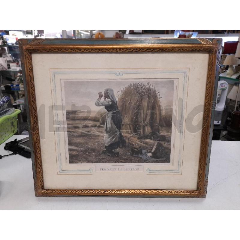 QUADRO VECCHIO STAMPA PENDANT LA MOISSON C/VERDE/ORO | Mercatino dell'Usato Roma zona marconi 1