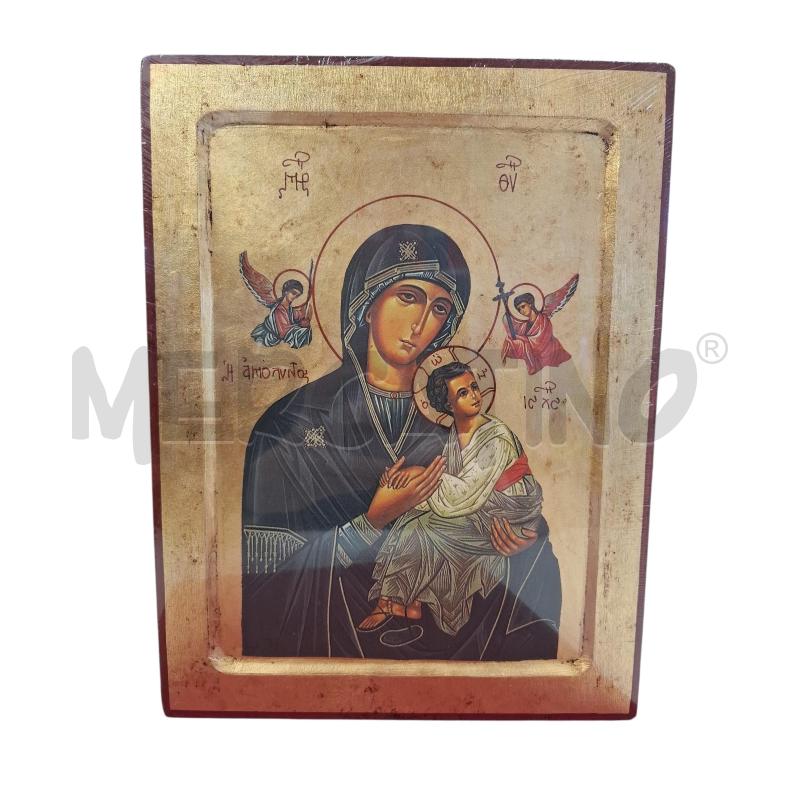 RIPRODUZIONE ICONA SU LEGNO STILE BIZANTINA MADONNA C/BAMBINO SU FOGLIA ORO C/SCATOLA MIS 24 X 31 | Mercatino dell'Usato Roma zona marconi 1