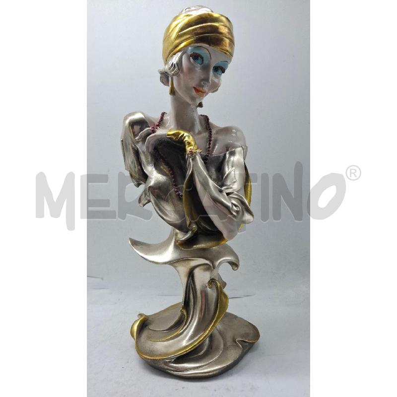 SCULTURA BUSTO DONNA EPOCA PORCELLANA/ARGENTO ALT 32 CM | Mercatino dell'Usato Roma zona marconi 1