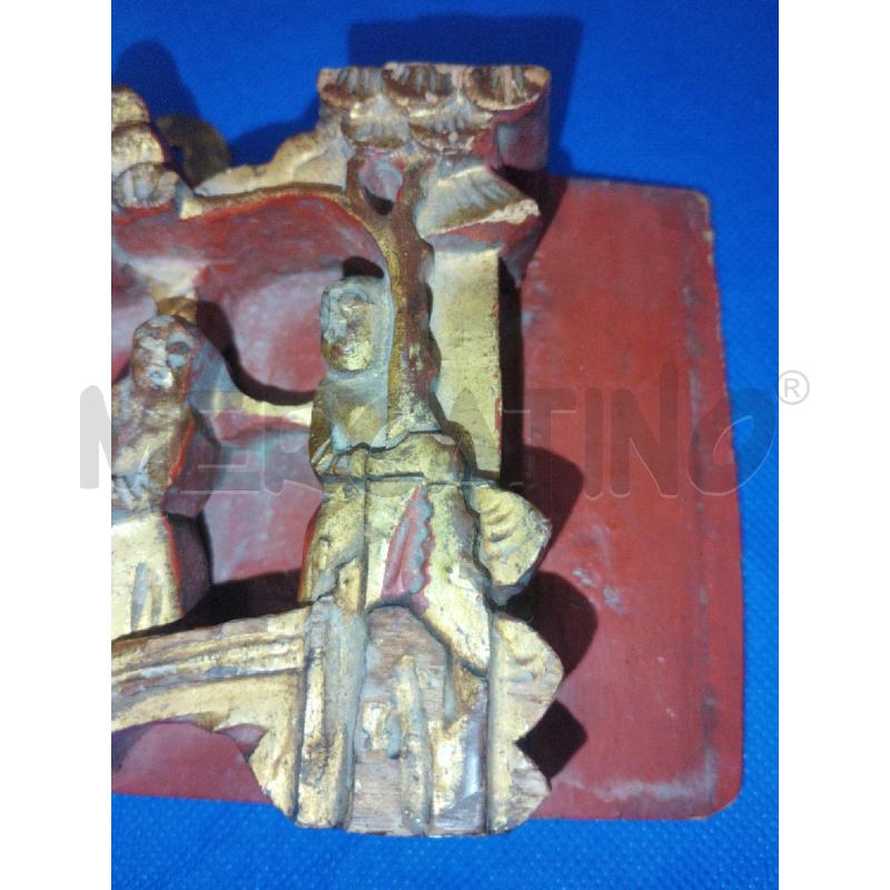 SCULTURA LEGNO 5 SAGGI ROSSO E ORO | Mercatino dell'Usato Roma zona marconi 4