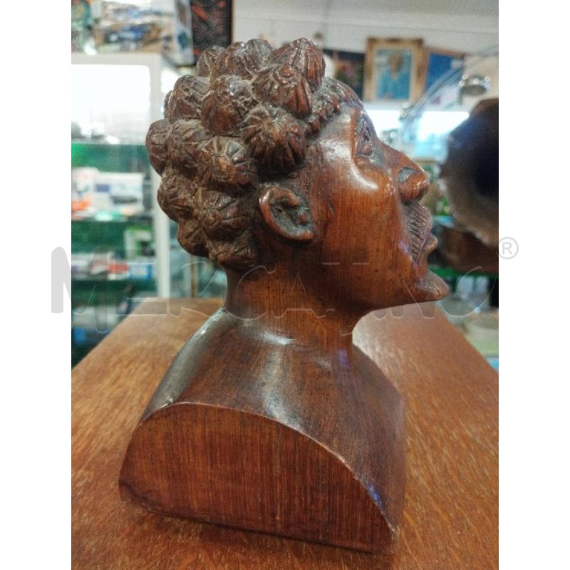 SCULTURA PICCOLA BUSTO UOMO LEGNO | Mercatino dell'Usato Roma zona marconi 4