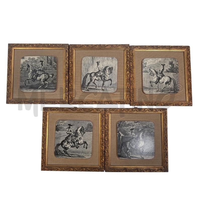 SERIE DI 5 QUADRETTI 17 X 17 STAMPA CAVALIERI  | Mercatino dell'Usato Roma zona marconi 1