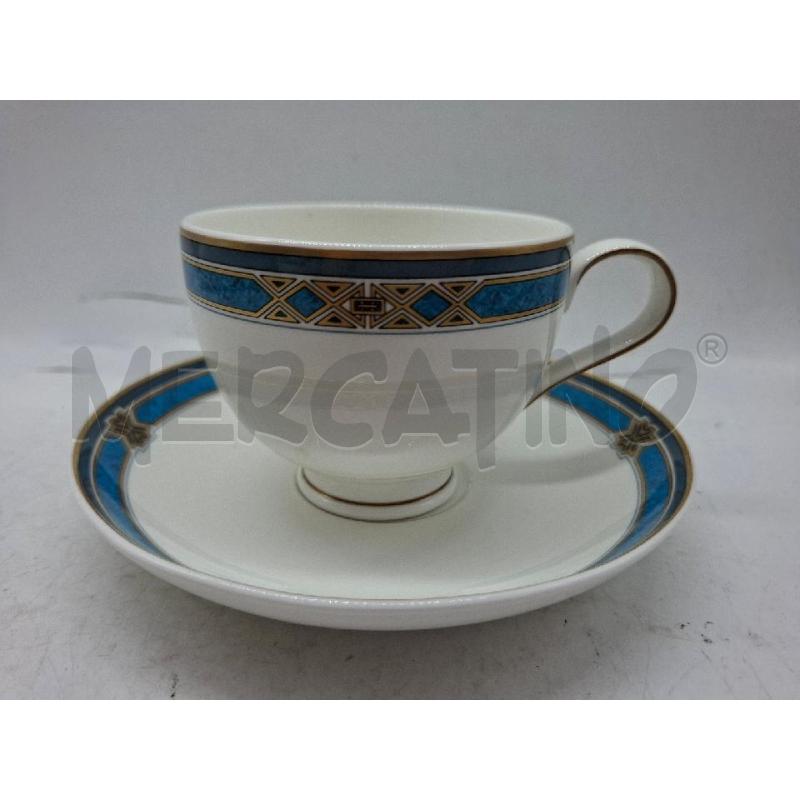 SERVIZIO DA TE' 14 PZ ROYAL BONE CHINA CRYSTAL DECORO GRECA BLU | Mercatino dell'Usato Roma zona marconi 3