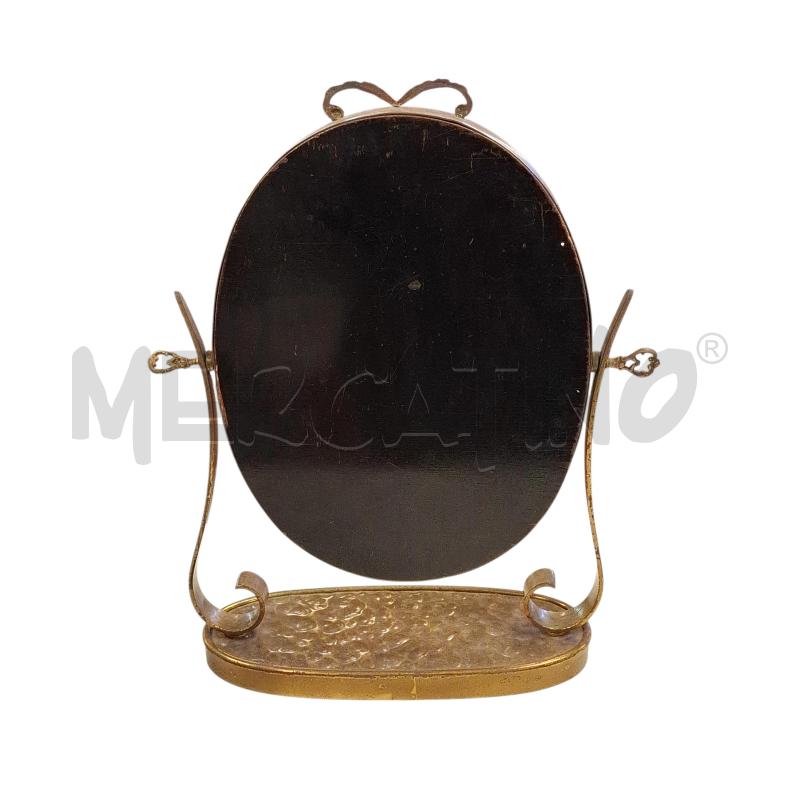SPECCHIO DA APPOGGIO GRANDE OVALE OTTONE MARTELLATOVINTAGE MIS 45 X 38 X 13 | Mercatino dell'Usato Roma zona marconi 4
