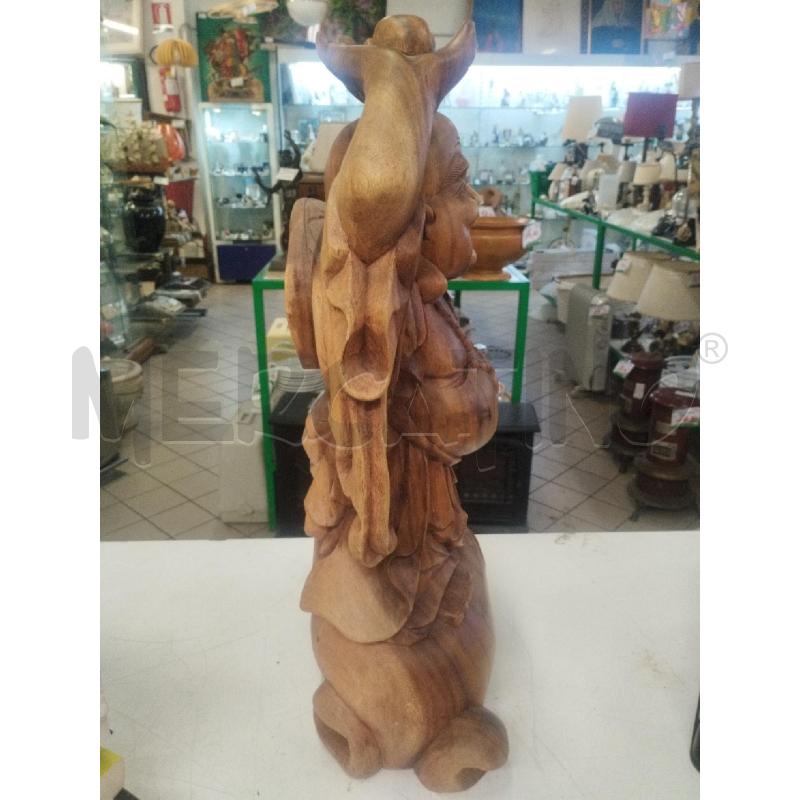 STATUA BUDDHA LEGNO 51 CM  | Mercatino dell'Usato Roma zona marconi 3