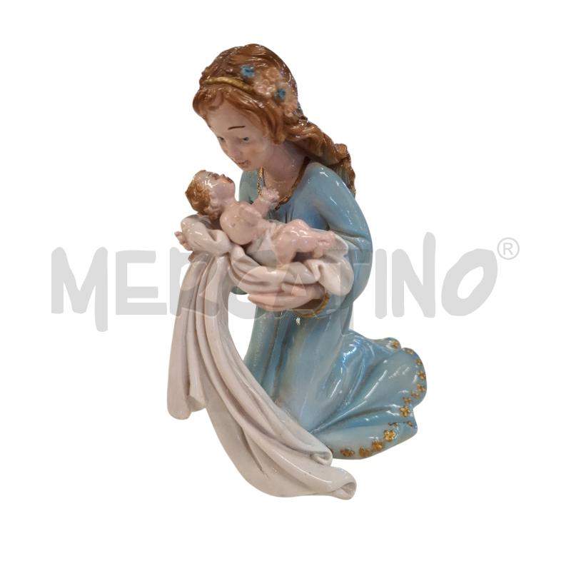 STATUINA MADONNA CON BAMBINO IN RESINA VESTITO AZZURRO  | Mercatino dell'Usato Roma zona marconi 1
