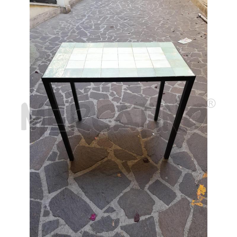 TAVOLO RETT MET NERO MAIOLICHE 80X50. | Mercatino dell'Usato Roma zona marconi 1