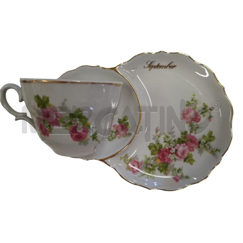 TAZZA THE CON PIATTO PORTA BISCOTTI SETTEMBRE ROYAL MONT  | Mercatino dell'Usato Roma zona marconi 2