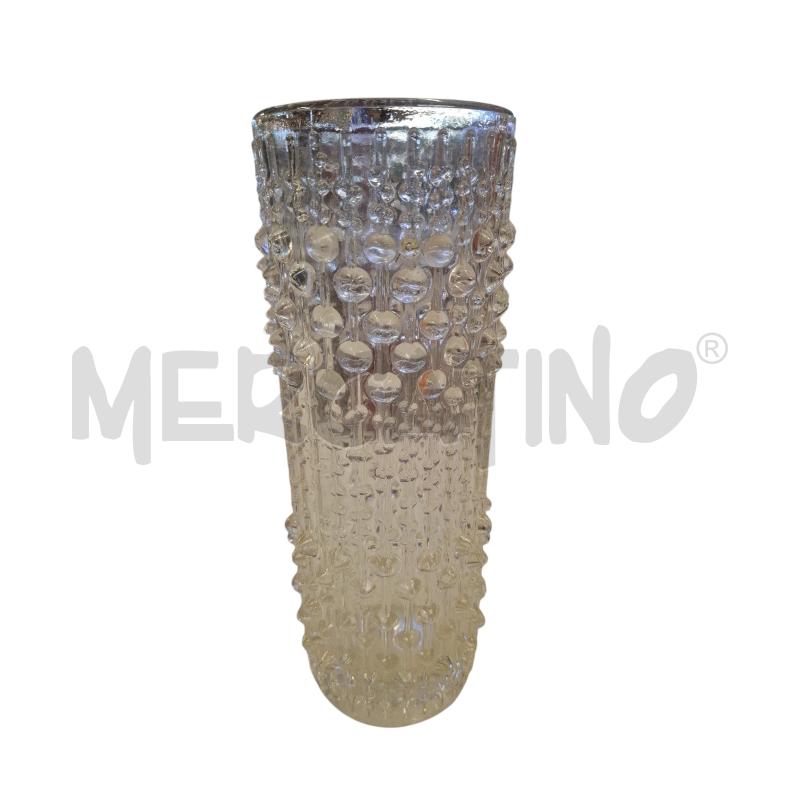 VASO CILINDRO VETRO VINTAGE BOLLE ALT 23 CM | Mercatino dell'Usato Roma zona marconi 1