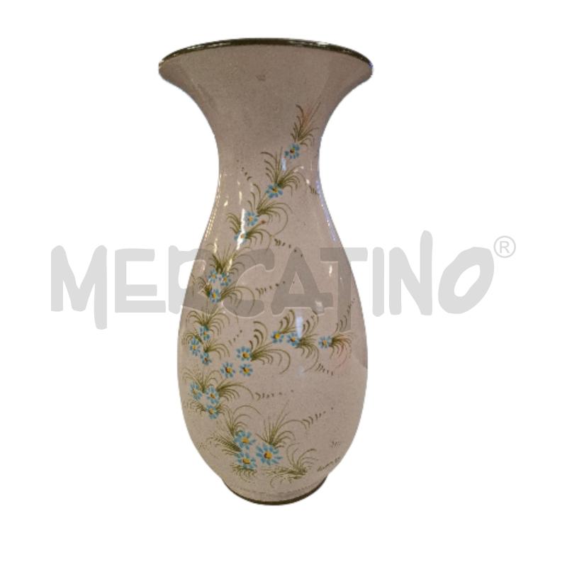 VASO DERUTA DIPINTO FIORELLINI AZZURRI ALT 30 CM  | Mercatino dell'Usato Roma zona marconi 1