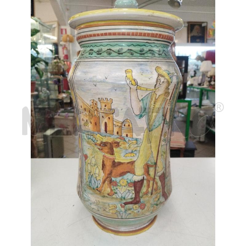 VASO FARMACIA DERUTA DIPINTO CM 37 UOMO E CANE | Mercatino dell'Usato Roma zona marconi 1
